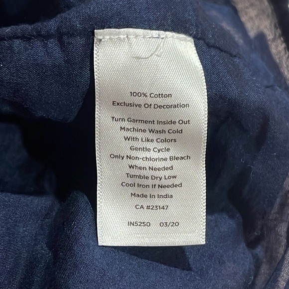 Talbots Embroidered A-Line gauze dress navy PL - Picture 9 of 9